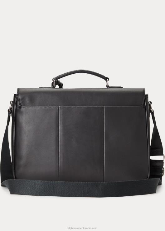 bolsa de mensajero de cuero hombres negro Ralph Lauren 2XR2V2236