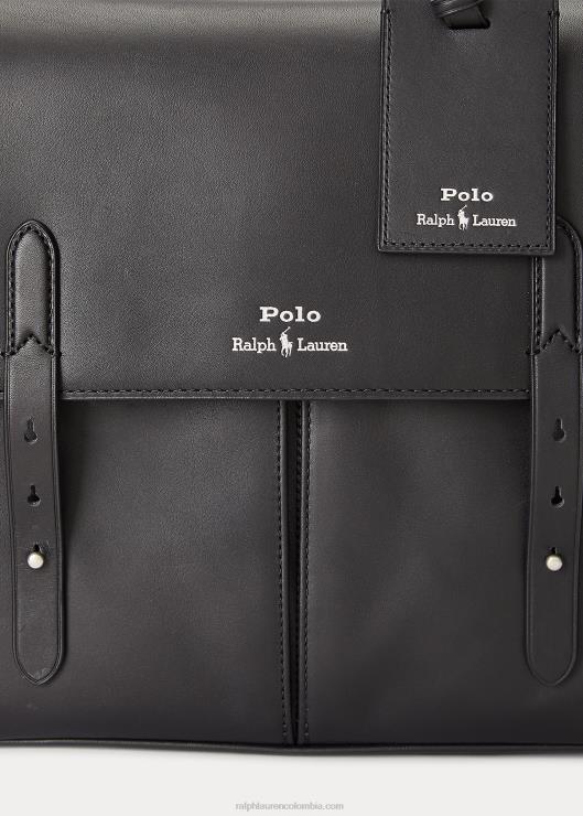 bolsa de mensajero de cuero hombres negro Ralph Lauren 2XR2V2236