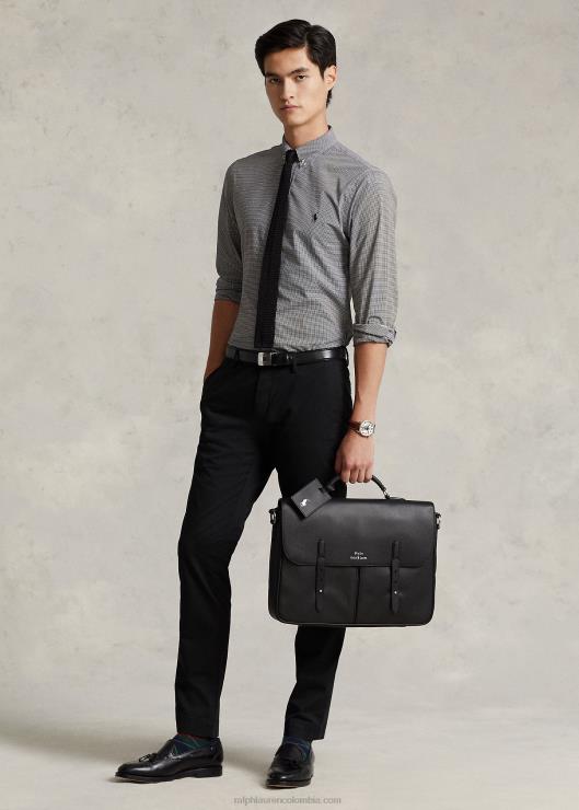 bolsa de mensajero de cuero hombres negro Ralph Lauren 2XR2V2236