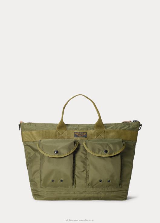 bolsa de mensajero utilitaria de lona de nailon hombres verde oliva Ralph Lauren 2XR2V8873