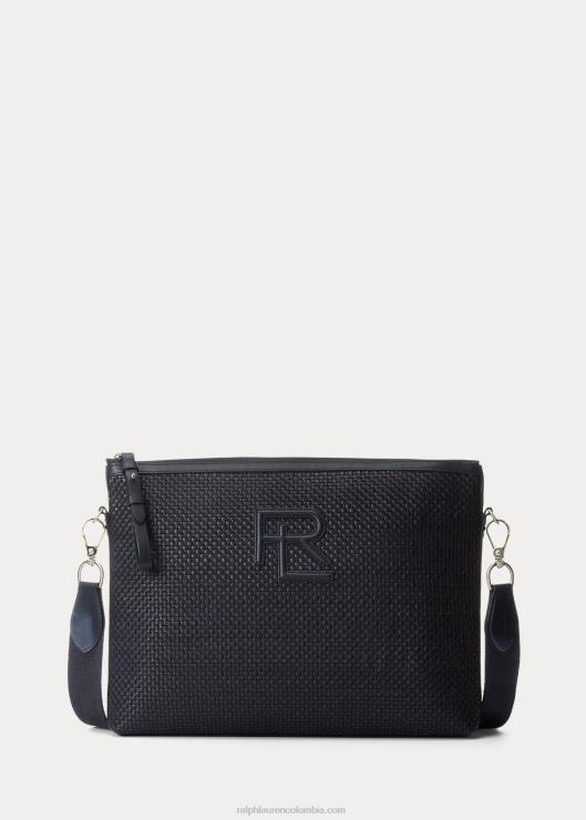 bolso messenger de piel de becerro tejida hombres presidente de la marina Ralph Lauren 2XR2V8960
