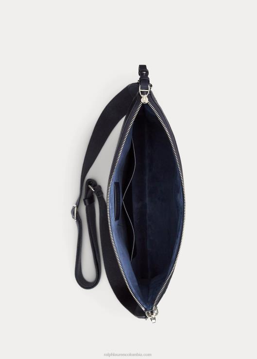 bolso messenger de piel de becerro tejida hombres presidente de la marina Ralph Lauren 2XR2V8960