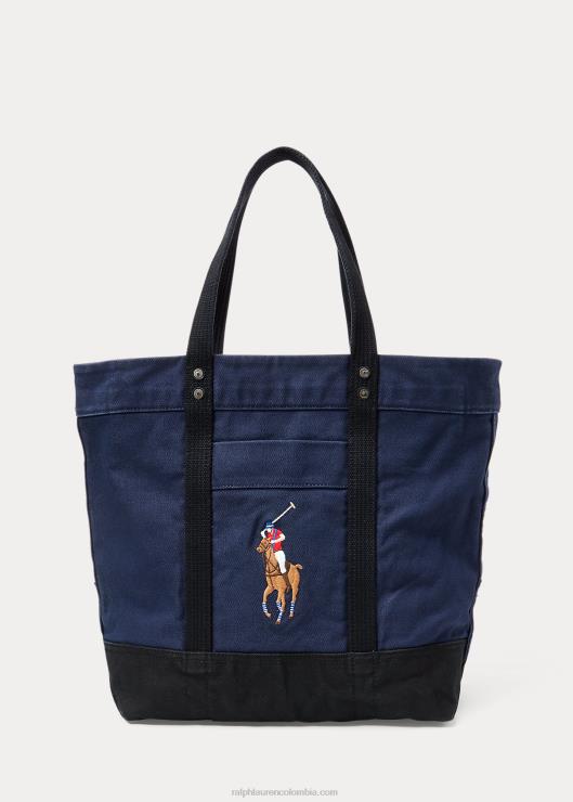 bolsa de lona de gran pony hombres azul marino/negro Ralph Lauren 2XR2V2743
