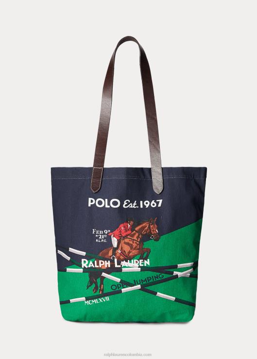 bolso shopper de lona con estampado ecuestre hombres Marina de Newport Ralph Lauren 2XR2V2212