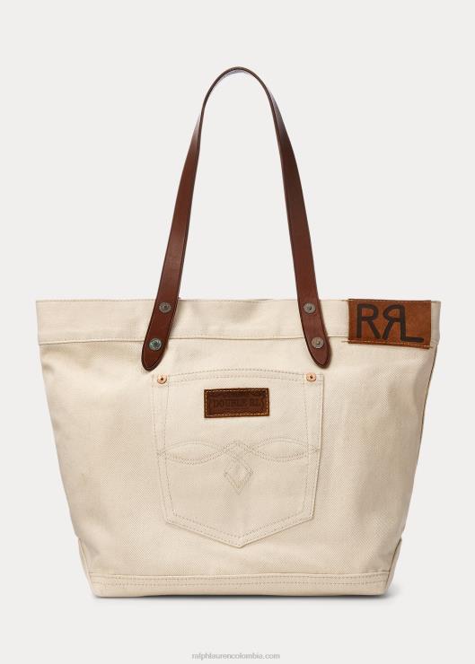 bolso shopper de sarga con ribete de piel hombres gris Ralph Lauren 2XR2V5147