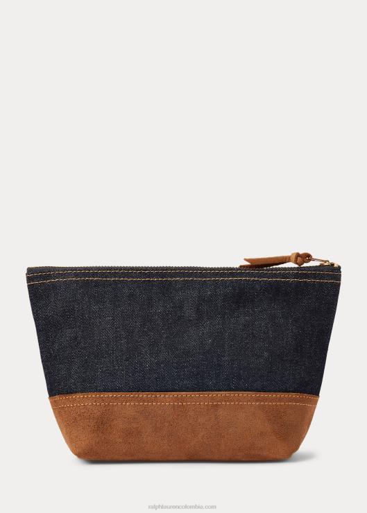 bolsa de mezclilla con ribete de ante hombres índigo Ralph Lauren 2XR2V8858
