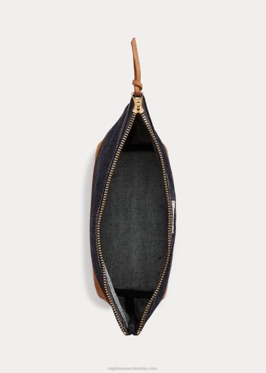 bolsa de mezclilla con ribete de ante hombres índigo Ralph Lauren 2XR2V8858
