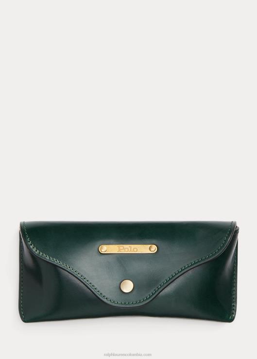 estuche de gafas de cuero brida hombres verde británico de carreras Ralph Lauren 2XR2V2477