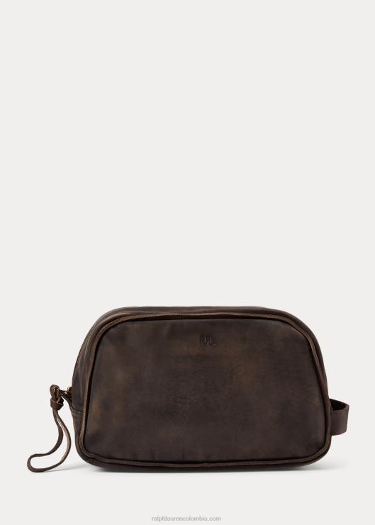 estuche de viaje de cuero hombres marron oscuro Ralph Lauren 2XR2V8850