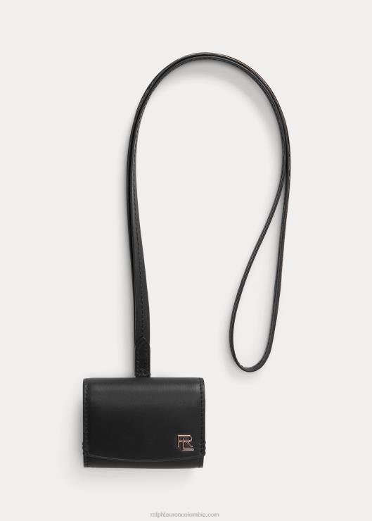 funda para airpods de cuero vachetta hombres negro Ralph Lauren 2XR2V8983