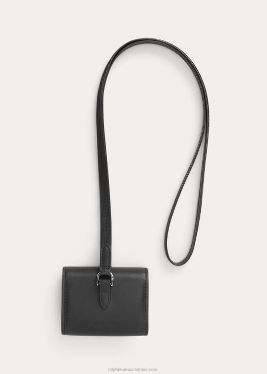 funda para airpods de cuero vachetta hombres negro Ralph Lauren 2XR2V8983