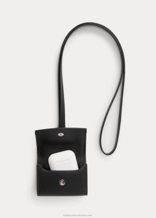 funda para airpods de cuero vachetta hombres negro Ralph Lauren 2XR2V8983