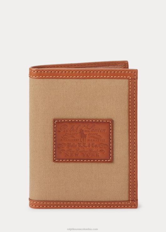 funda para pasaporte Heritage de lona y piel hombres caqui montana Ralph Lauren 2XR2V2758