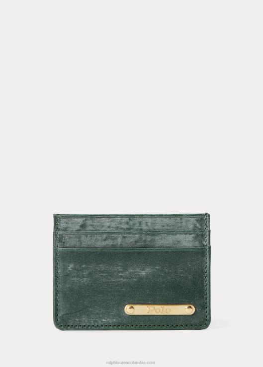 tarjetero de cuero brida hombres verde británico de carreras Ralph Lauren 2XR2V2550