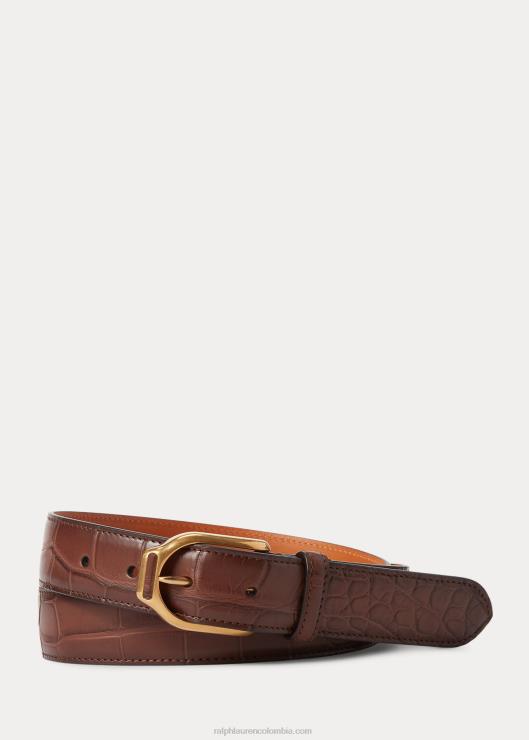 cinturón Welington con hebilla de estribo hombres buena madera marrón Ralph Lauren 2XR2V8973