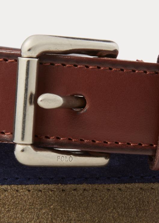 cinturón de ante bicolor hombres azul marino/verde Ralph Lauren 2XR2V2420