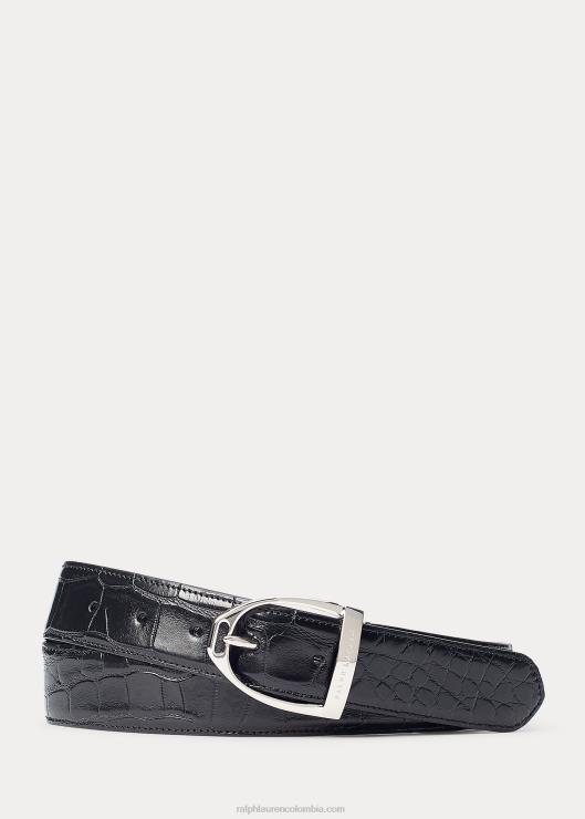 cinturón de cocodrilo hombres negro Ralph Lauren 2XR2V9024