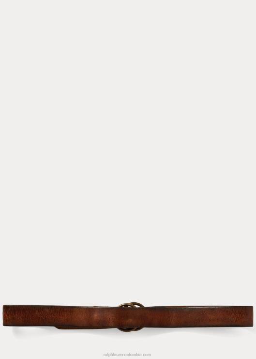 cinturón de cuero envejecido hombres marrón antiguo Ralph Lauren 2XR2V8893