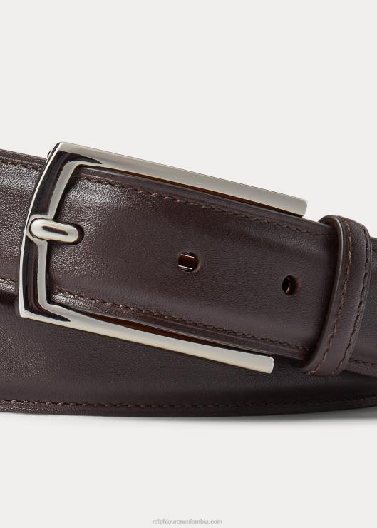 cinturón de piel de becerro hombres marron oscuro Ralph Lauren 2XR2V9010