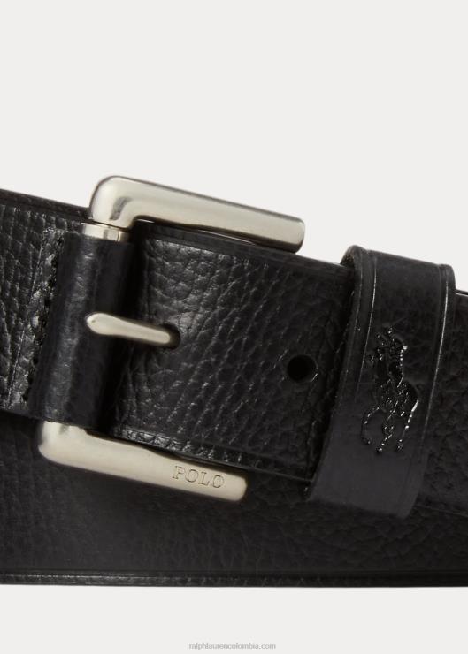 cinturón de piel de poni de la firma hombres negro Ralph Lauren 2XR2V2378