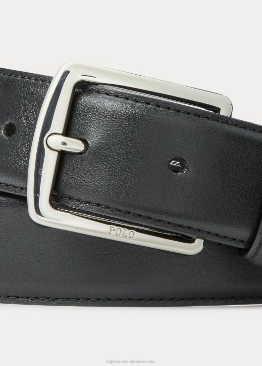 cinturón de vestir de cuero de plena flor hombres negro Ralph Lauren 2XR2V2566