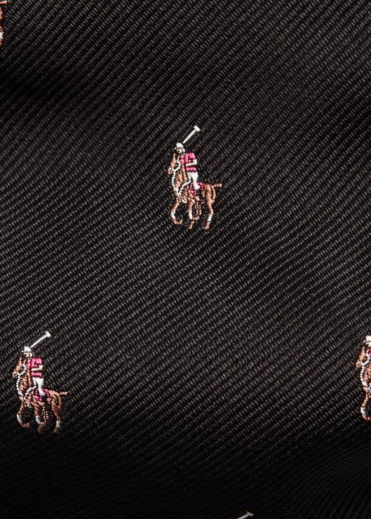 corbata de seda con motivo de pony hombres negro Ralph Lauren 2XR2V2258