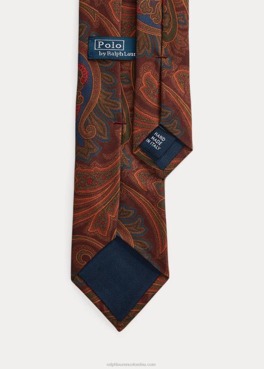 corbata estrecha de seda con estampado de cachemira hombres vino Ralph Lauren 2XR2V2761