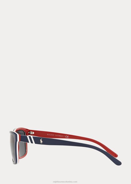 lentes de sol rectangulares a rayas hombres rojo Ralph Lauren 2XR2V2785