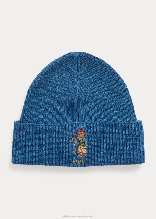 gorro de algodón con osito de polo hombres índigo claro Ralph Lauren 2XR2V2450
