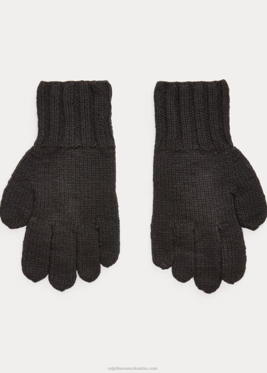 guantes tejidos a mano de cachemira hombres negro Ralph Lauren 2XR2V8996