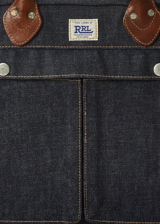 maletín de mezclilla con detalles de cuero hombres índigo Ralph Lauren 2XR2V8859