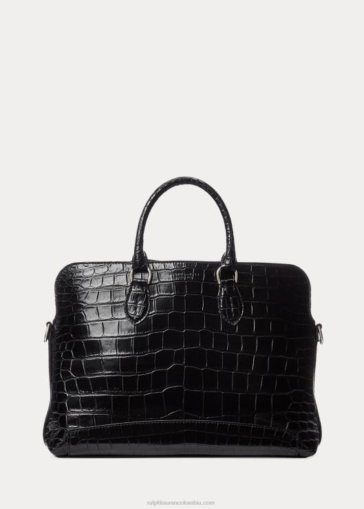 maletín voyager cocodrilo hombres negro Ralph Lauren 2XR2V9016