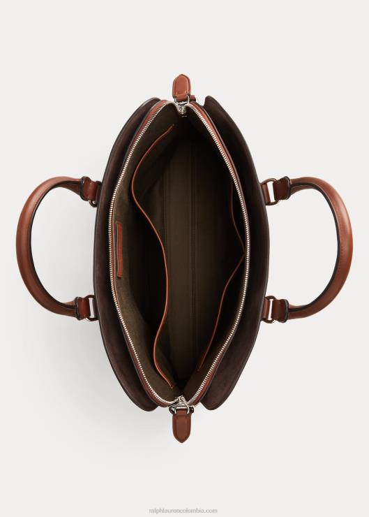 maletín voyager de piel de becerro bruñida hombres castaña Ralph Lauren 2XR2V2659