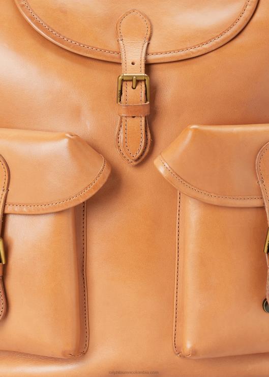 mochila de cuero Heritage hombres broncearse Ralph Lauren 2XR2V2334