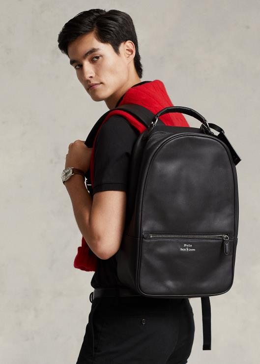 mochila de cuero hombres negro Ralph Lauren 2XR2V2237