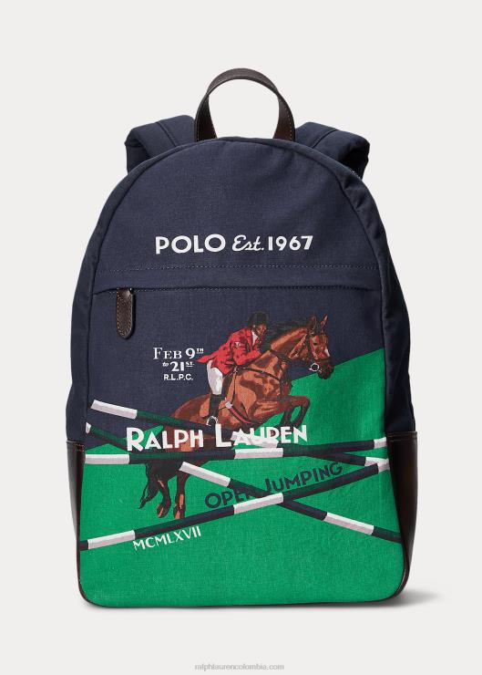 mochila de lona con estampado ecuestre hombres Marina de Newport Ralph Lauren 2XR2V2211