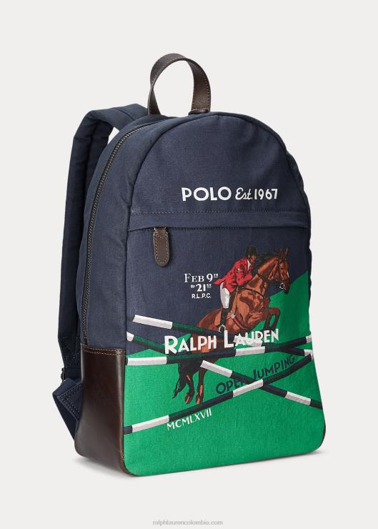 mochila de lona con estampado ecuestre hombres Marina de Newport Ralph Lauren 2XR2V2211