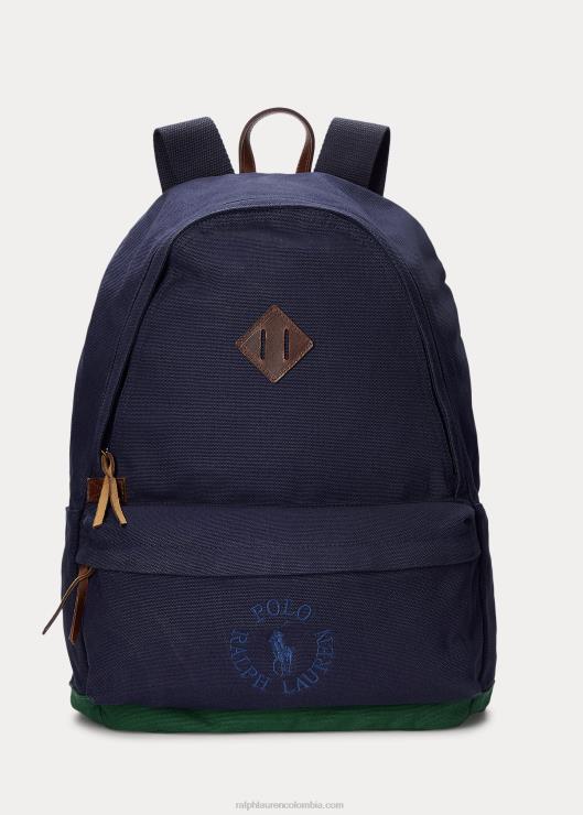 mochila de lona con logo bordado hombres marina de newport/bosque nuevo Ralph Lauren 2XR2V2481