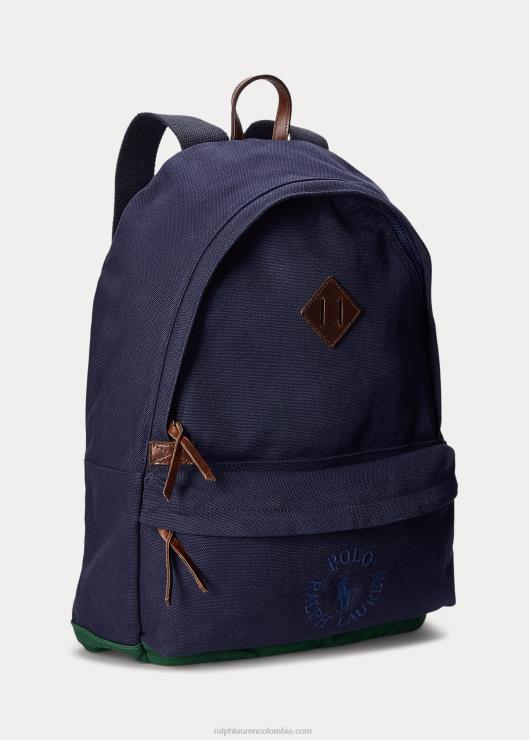 mochila de lona con logo bordado hombres marina de newport/bosque nuevo Ralph Lauren 2XR2V2481