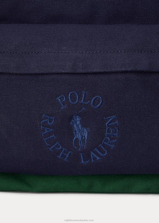 mochila de lona con logo bordado hombres marina de newport/bosque nuevo Ralph Lauren 2XR2V2481