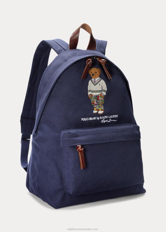 mochila de lona con osito de polo hombres Marina de Newport Ralph Lauren 2XR2V2398