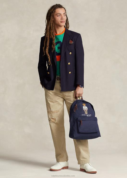 mochila de lona con osito de polo hombres Marina de Newport Ralph Lauren 2XR2V2398