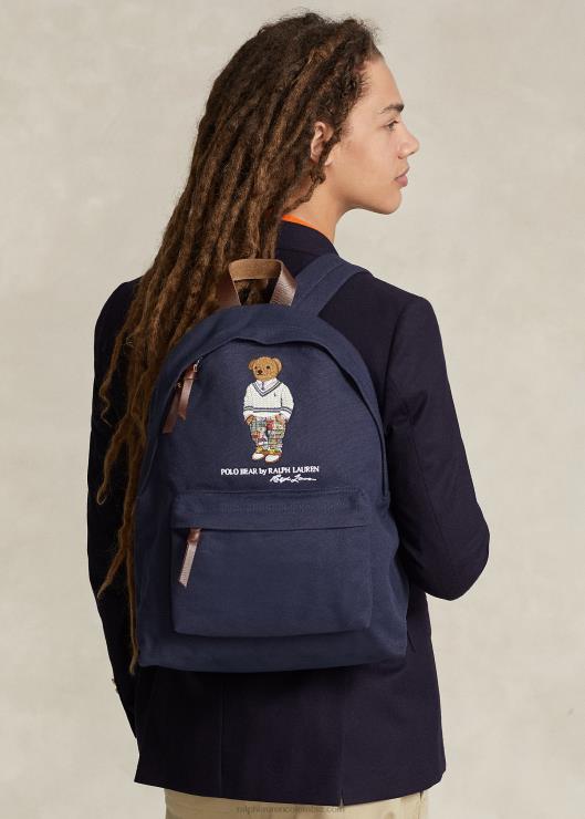 mochila de lona con osito de polo hombres Marina de Newport Ralph Lauren 2XR2V2398