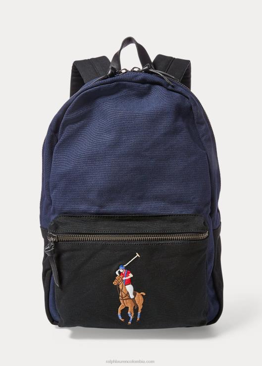 mochila de lona pony grande hombres azul marino/negro Ralph Lauren 2XR2V2754