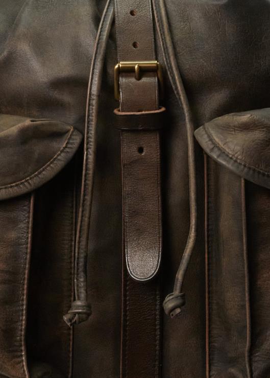 mochila de cuero hombres negro sobre marrón Ralph Lauren 2XR2V5332