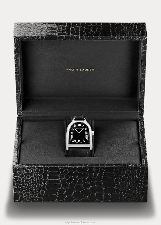 acero grande hombres esfera negra Ralph Lauren 2XR2V2810