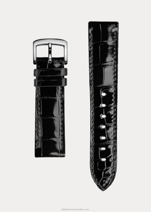 correa de reloj de cocodrilo hombres negro Ralph Lauren 2XR2V2824