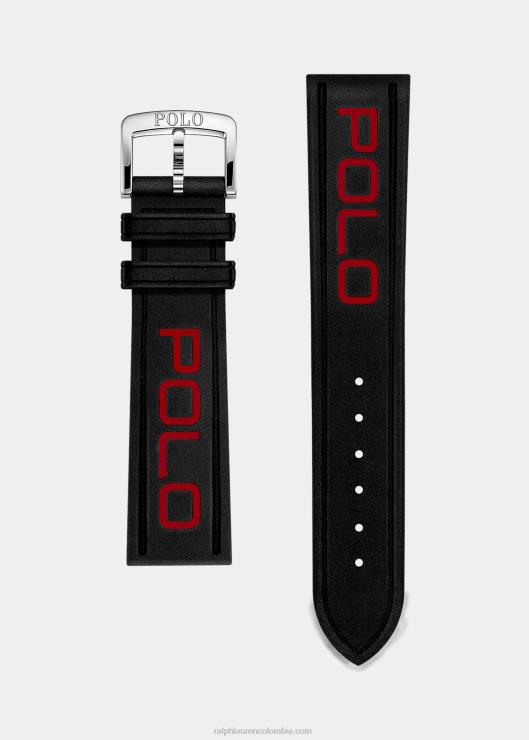 correa de reloj de goma de polo hombres polo negro/rojo Ralph Lauren 2XR2V2642