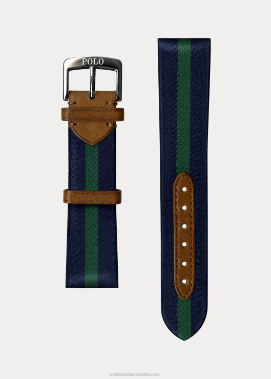 correa de reloj de seda a rayas hombres barra de rayas azul marino/verde Ralph Lauren 2XR2V2828