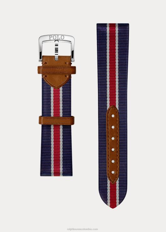 correa de reloj de seda a rayas hombres franja roja/blanca/azul Ralph Lauren 2XR2V2643